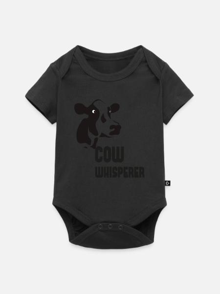 FUNNY COW WHISPERER GIFT - Baby Premium Kurzarmbody - Schwarz