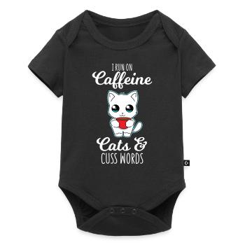 Cats - Coffee - Swearing - Gift - Baby Premium short-sleeve bodysuit - black - Front