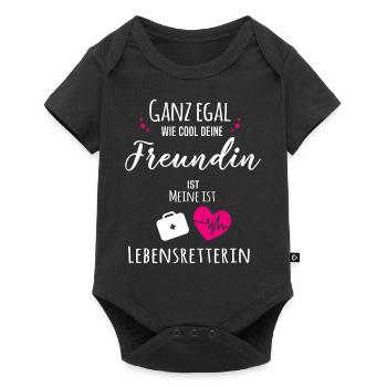Meine Freundin ist Lebensretterin - Baby Premium Kurzarmbody - Schwarz - Vorne