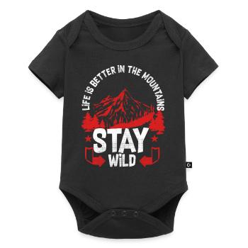 Stay Wild Mountains Hiking Climbing Gift Mountain - Baby Premium short-sleeve bodysuit - black - Front