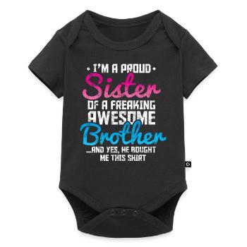 Proud sister of a great brother - Baby Premium short-sleeve bodysuit - black - Front