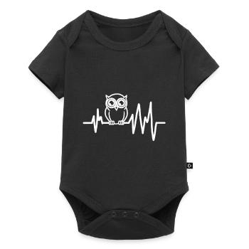 Owl Heartbeat T-Shirt - Nocturnal Predator Bird - Baby Premium short-sleeve bodysuit - black - Front