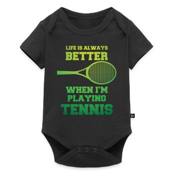 Tennis Life Tennis Racket Gift - Baby Premium short-sleeve bodysuit - black - Front