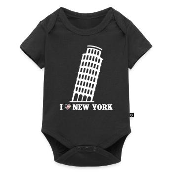 Ich liebe New York Tower von Pisa Pun Prankster Witz - Baby Premium Kurzarmbody - Schwarz - Vorne