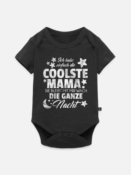 Coolste Mama bleibt die ganze Nacht wach Geschenk - Baby Premium Kurzarmbody - Schwarz