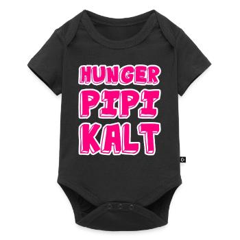 Hunger Pipi Kalt - Baby Premium Kurzarmbody - Schwarz - Vorne