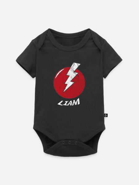 Blitz Namenshirt Superhero Superheld Liam - Baby Premium Kurzarmbody - Schwarz