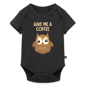 Kaffee - Eule - süchtig - Lustig - Geschenk - Baby Premium Kurzarmbody - Schwarz - Vorne