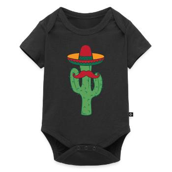 Kaktus mit Sombrero-Schnurrbart-lustigem Cinco De Mayo - Baby Premium Kurzarmbody - Schwarz - Vorne