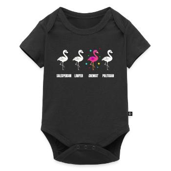 Chemikerin Geschenk Flamingo Chemie Laborantin - Baby Premium Kurzarmbody - Schwarz - Vorne