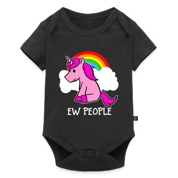 Ew-Leute-rosa Einhorn und Regenbogen-lustiger sarkastischer - Baby Premium Kurzarmbody - Schwarz - Vorne