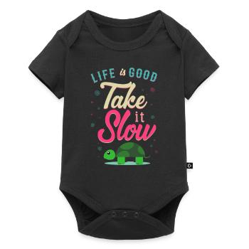 Life is Good Take it's Slow Turtle Gift - Baby Premium short-sleeve bodysuit - black - Front