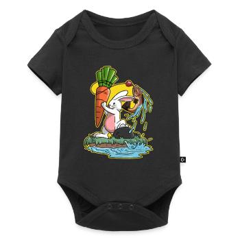 J'aime la pêche la truite pêche cadeau Lapin - Body à manches courtes Premium Bébé - noir - Devant