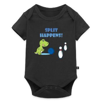 Split Happens Dino Trex T-Rex Bowling T-Shirt - Baby Premium Kurzarmbody - Schwarz - Vorne