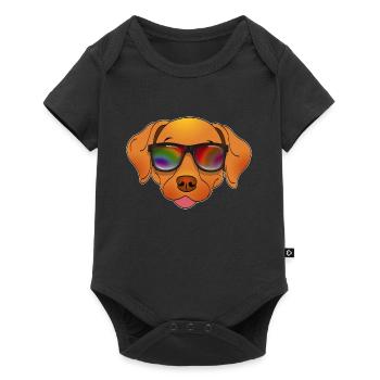 Cool chien avec caricature d'été de lunettes de soleil - Body à manches courtes Premium Bébé - noir - Devant