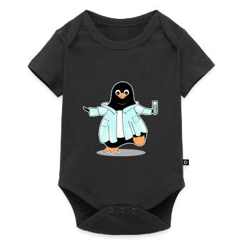 Penguin comic scientist chimie biologie - Body à manches courtes Premium Bébé - noir - Devant