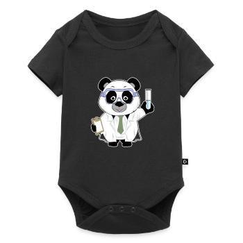 Panda comic scientist chimie biologie - Body à manches courtes Premium Bébé - noir - Devant