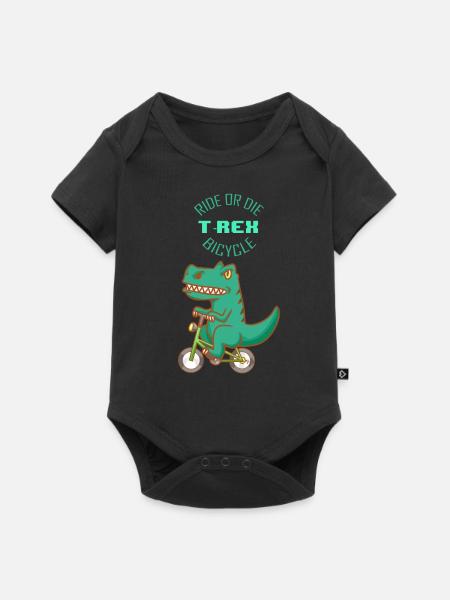 Strample oder sterbe - T-Rex Fahrrad - Baby Premium Kurzarmbody - Schwarz