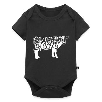 Easily Distracted By Cows T-Shirt Cow Farmer - Baby Premium short-sleeve bodysuit - black - Front