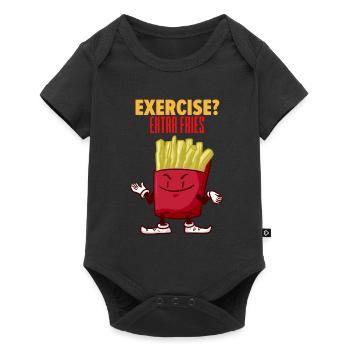 Pommes - Kartoffeln - Fast Food - Essen - Baby Premium Kurzarmbody - Schwarz - Vorne