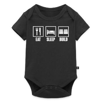 Eating - sleeping - building - building block - gift - Baby Premium short-sleeve bodysuit - black - Front