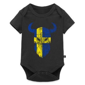 Sweden Viking flag - Baby Premium short-sleeve bodysuit - black - Front