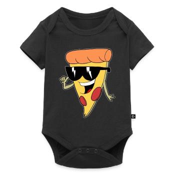 Lustige Pizza mit Sonnenbrille coole Geschenkidee - Baby Premium Kurzarmbody - Schwarz - Vorne