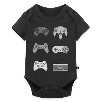 Gaming Retro Controller Nerd vintage Geschenk - Baby Premium Kurzarmbody - Schwarz - Vorne