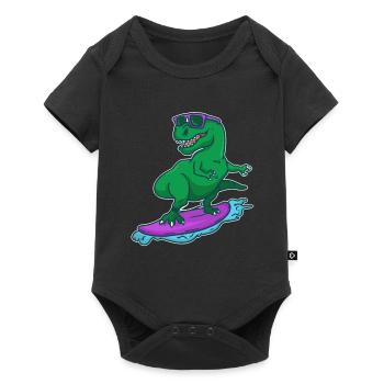 Surfer Dino T-Rex on surfboard surfer gift - Baby Premium short-sleeve bodysuit - black - Front