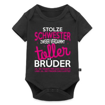 Stolze Schwester zweier verdammt toller Brüder - Baby Premium Kurzarmbody - Schwarz - Vorne