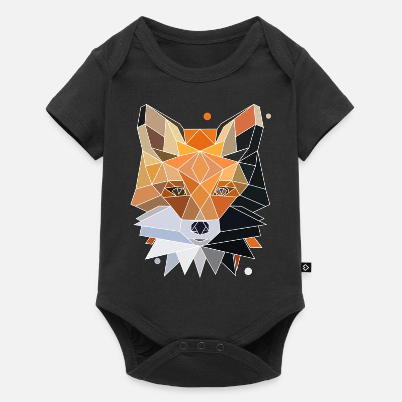 Fuchs Polygon Design - Baby Premium Kurzarmbody - Schwarz