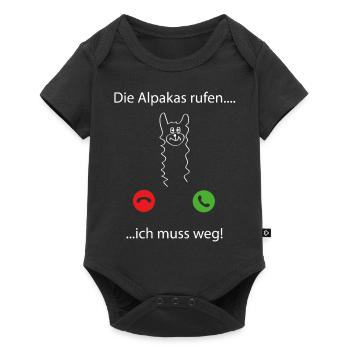die alpakas rufen ... ich muss weg - Baby Premium Kurzarmbody - Schwarz - Vorne