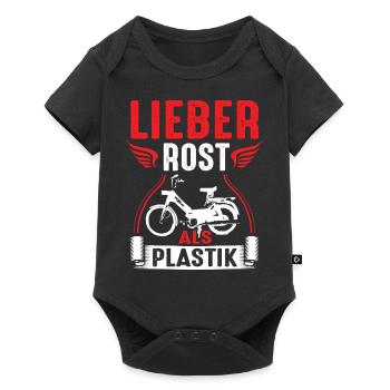 Lieber Rost als Plastik Zweitakt Roller Mofa Moped - Baby Premium Kurzarmbody - Schwarz - Vorne
