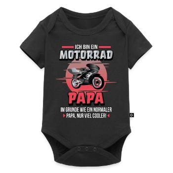 Papa Motorrad Vater Motorradfahrer Motorräder Bike - Baby Premium Kurzarmbody - Schwarz - Vorne