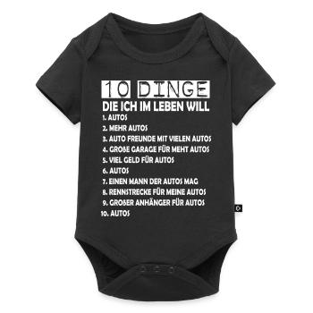 10 Dinge die ich will Auto - Baby Premium Kurzarmbody - Schwarz - Vorne