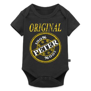 mein Name ist Peter Original Peter 100% Peter - Baby Premium Kurzarmbody - Schwarz - Vorne
