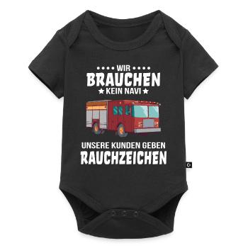 Feuerwehr Spruch Feuerwehrwagen Feuerwehrauto - Baby Premium Kurzarmbody - Schwarz - Vorne