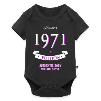 1971 year of birth born 50 years gift fun - Baby Premium short-sleeve bodysuit - black - Front