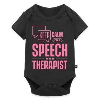 Stay calm I'm a speech therapist Speech therapist Speech therapy - Baby Premium short-sleeve bodysuit - black - Front