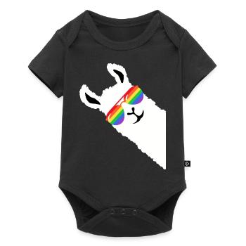 Arc-en-ciel LGBT Lama Gay Pride Alpaga - Body à manches courtes Premium Bébé - noir - Devant