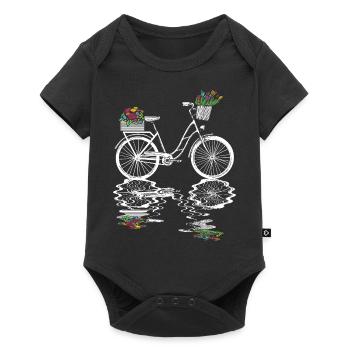 Bicycle with flowers Cyclist Cyclist - Baby Premium short-sleeve bodysuit - black - Front