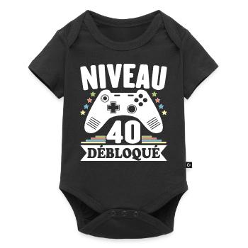 Niveau 40 Ans Débloqué Gaming Cadeau Anniversaire - Body à manches courtes Premium Bébé - noir - Devant