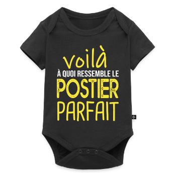 voilà postier parfait cadeau humour facteur - Body à manches courtes Premium Bébé - noir - Devant