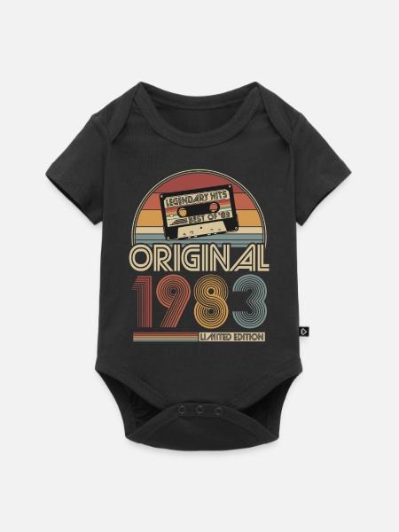 1983 Vintage Jahrgang Geburtstag Retro Geschenk - Baby Premium Kurzarmbody - Schwarz