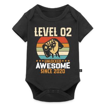 Level 02 Year Unlocked Gaming Birthday Gift - Baby Premium short-sleeve bodysuit - black - Front