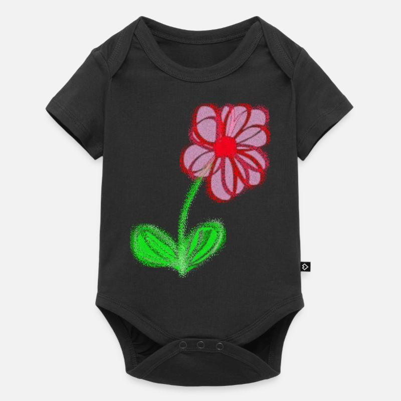 Fleur rouge peinte à la main pixel de fleur abstraite - Body à manches courtes Premium Bébé - noir