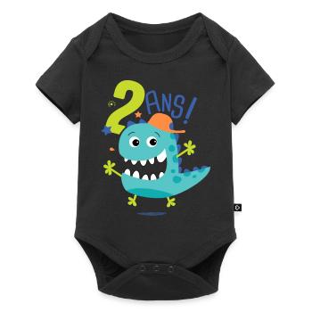 j'ai 2 ans Cadeau anniversaire 2 ans dinosaure - Body à manches courtes Premium Bébé - noir - Devant