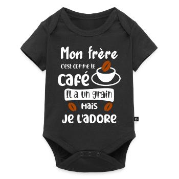 mon frere c'est comme le café, il a un grain - Body à manches courtes Premium Bébé - noir - Devant