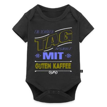 kaffeetrinker süchtig witzig koffein - Baby Premium Kurzarmbody - Schwarz - Vorne