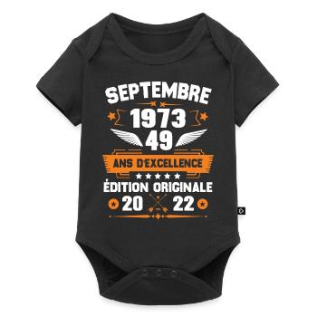 Septembre 1973 Idée cadeau d'anniversaire 49 ans - Body à manches courtes Premium Bébé - noir - Devant